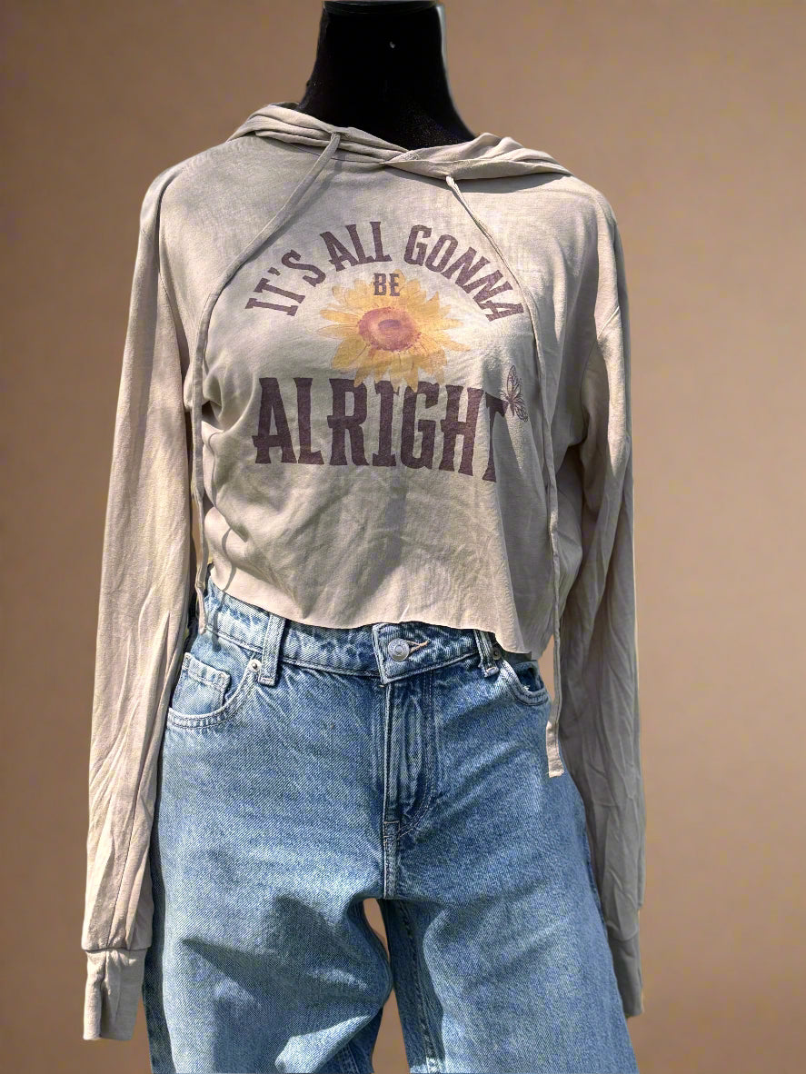 It's All Gonna Be Alright Cropped Long Sleeve Hoodie