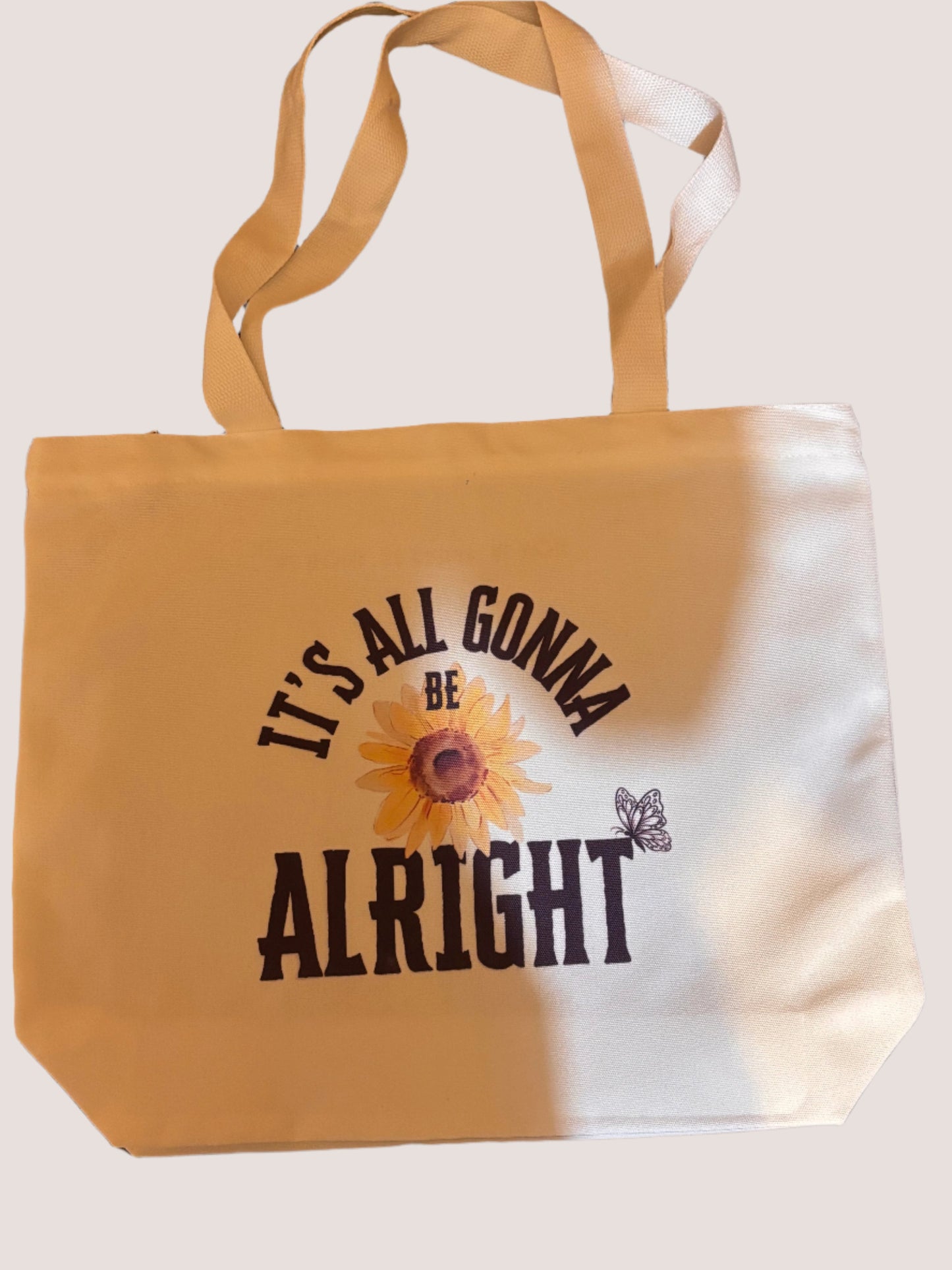 It's All Gonna Be Alright Large Canvas Tote with Zipper Accentuate the Positive
