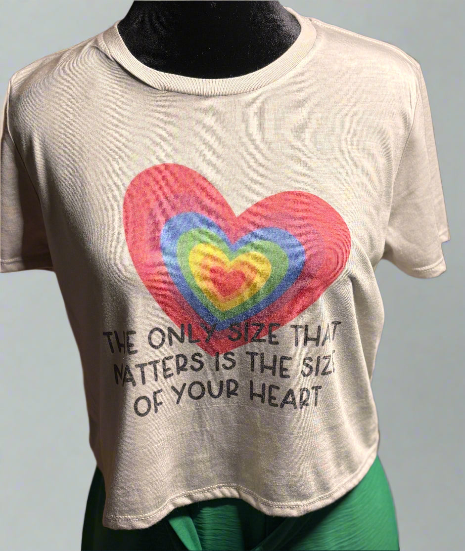 The Only Size That Matters Flowy Crop T-Shirt Accentuate the Positive
