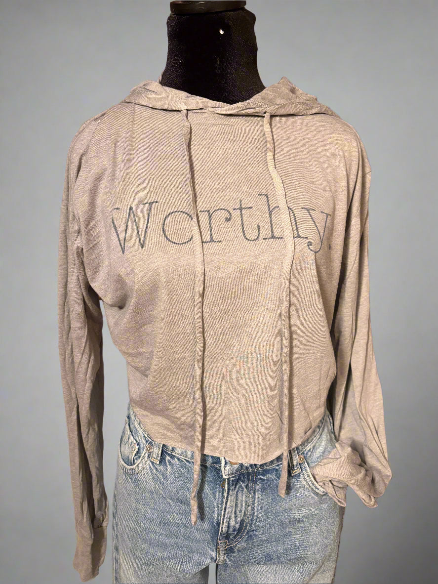 Worthy Long Sleeve Cropped Hoodie Accentuate the Positive