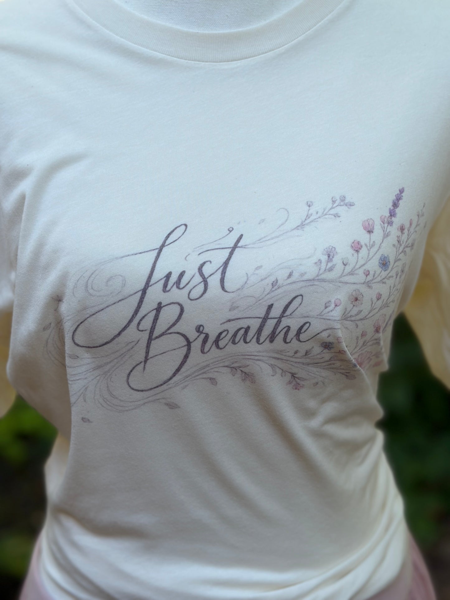 Just Breathe Floral Graphic Tee | Soft Cozy Inspirational Women’s T-Shirt