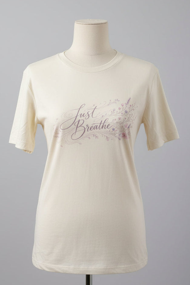 Just Breathe Floral Graphic Tee | Soft Cozy Inspirational Women’s T-Shirt