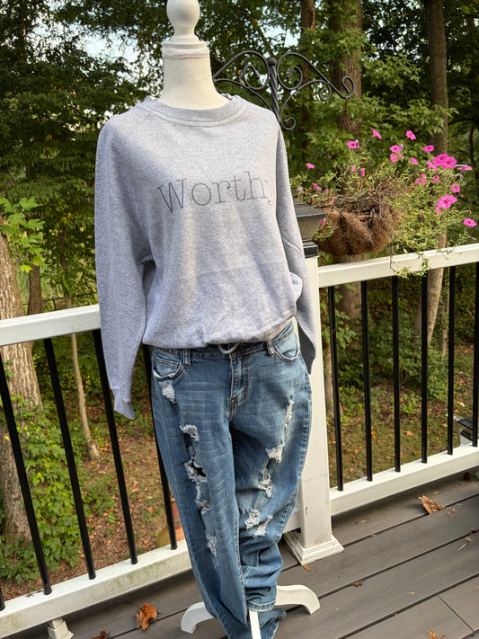 Worthy Inspirational Tied Sweatshirt