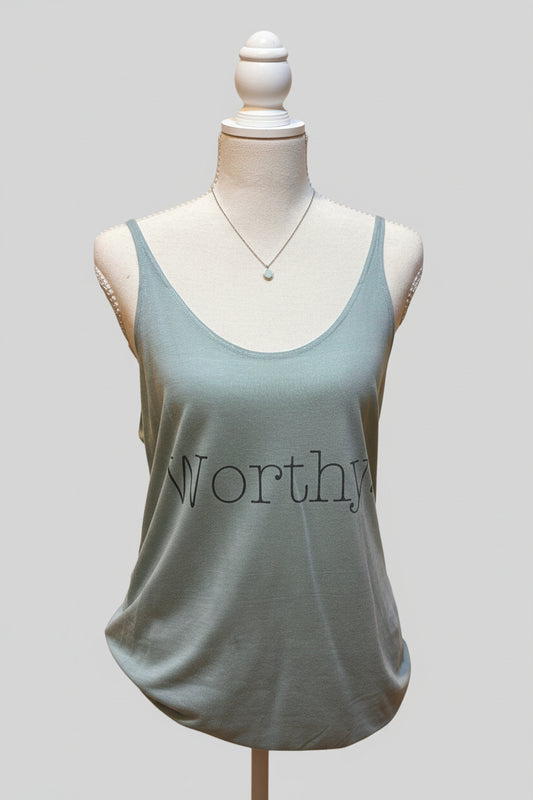 Worthy Women’s Inspirational Tank Top – Positive Message Graphic Tank