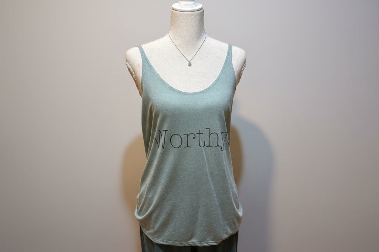 Worthy Women’s Inspirational Tank Top – Positive Message Graphic Tank