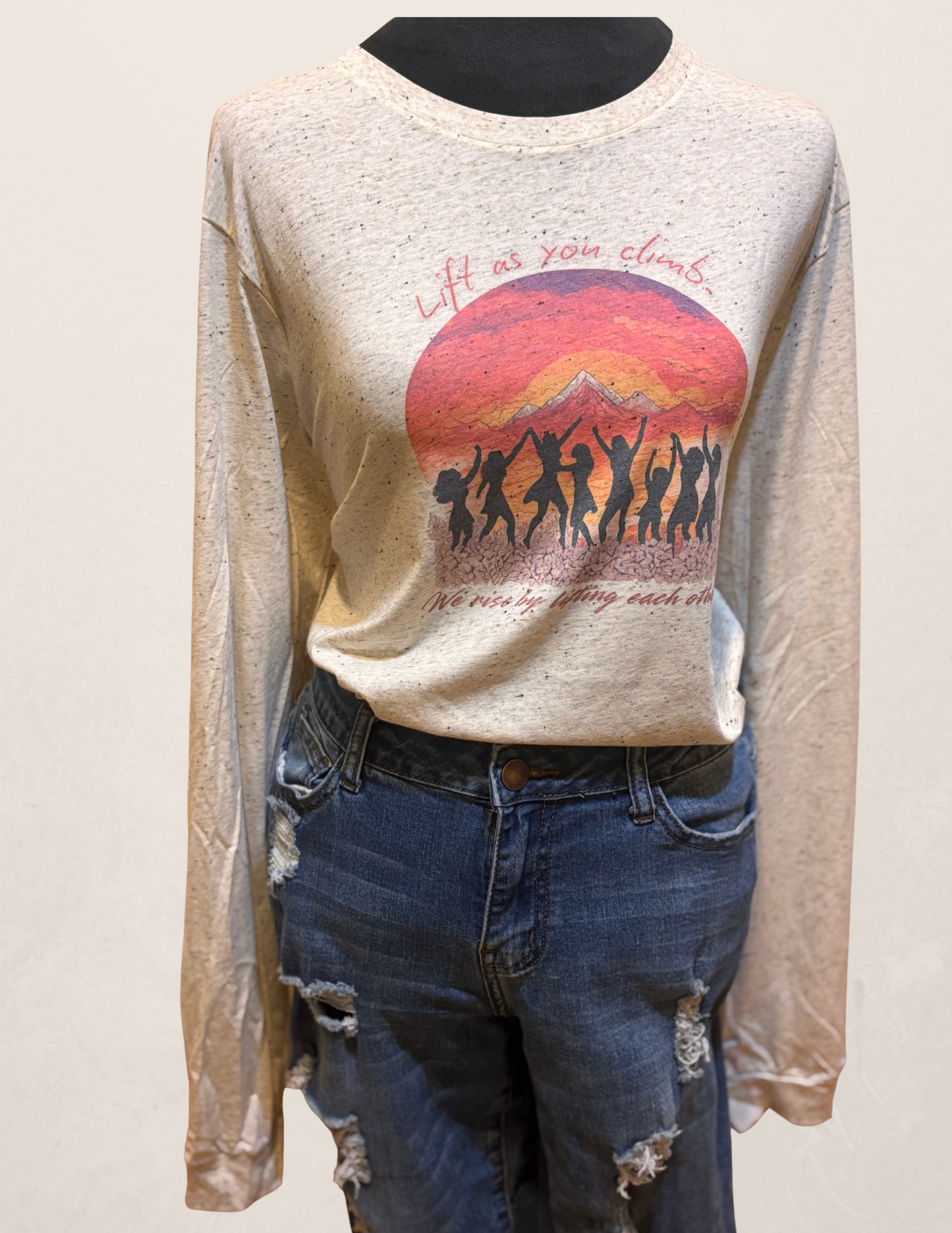 Lift As You Climb Long Sleeve Tee – Inspirational Shirt for Women