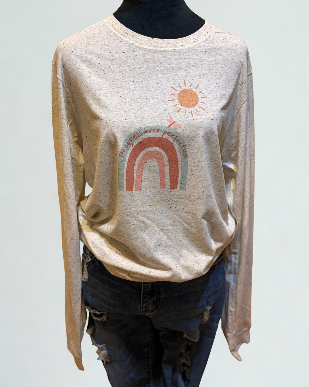 Progress Over Perfection Long Sleeve Tee – Motivational Shirt for Women