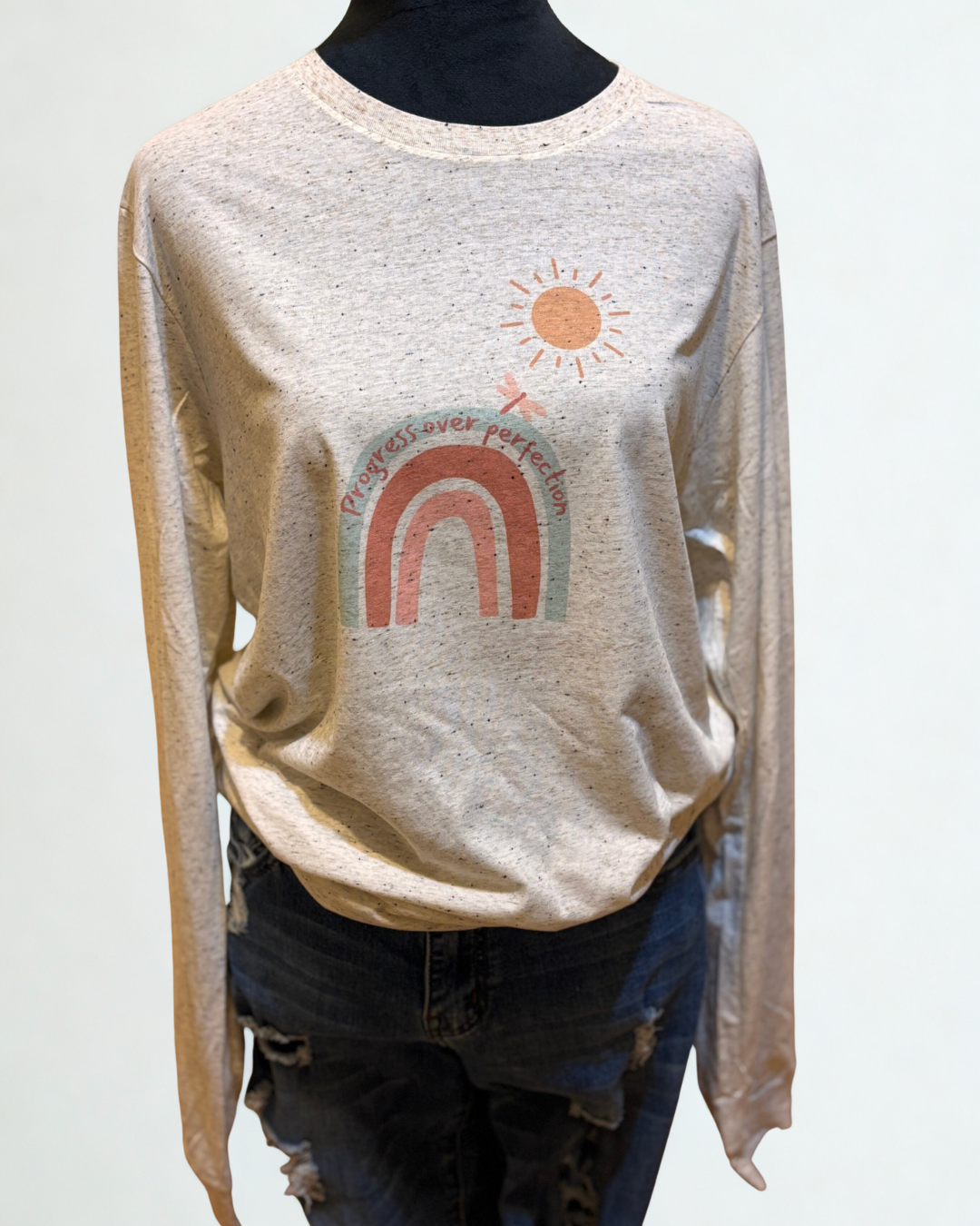 Progress Over Perfection Long Sleeve Tee – Motivational Shirt for Women